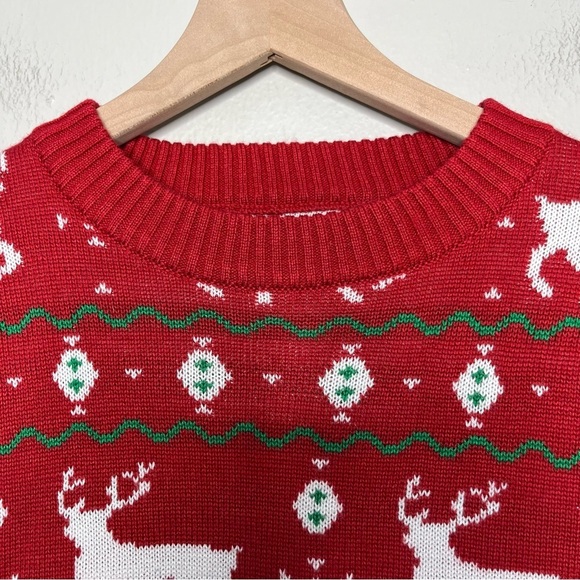 Tipsy Elves Women Sweater Dress Small Red Christmas Holiday Party Reindeer White - Picture 4 of 10